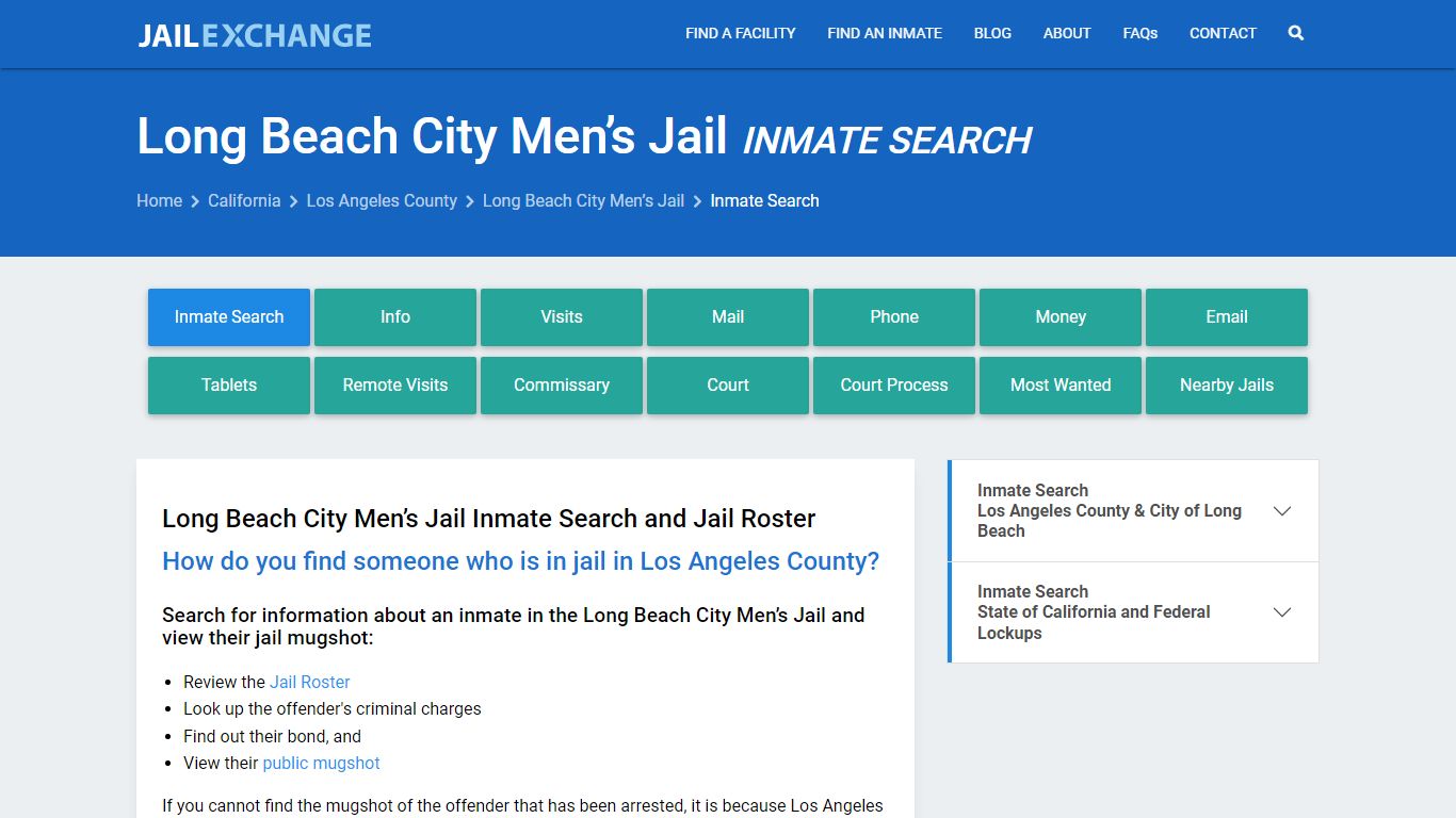 Long Beach City Men’s Jail Inmate Search - Jail Exchange